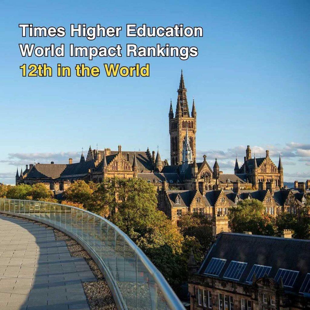 英国格拉斯哥大学在泰晤士世界大学影响力排名中跻身全球第 12 位